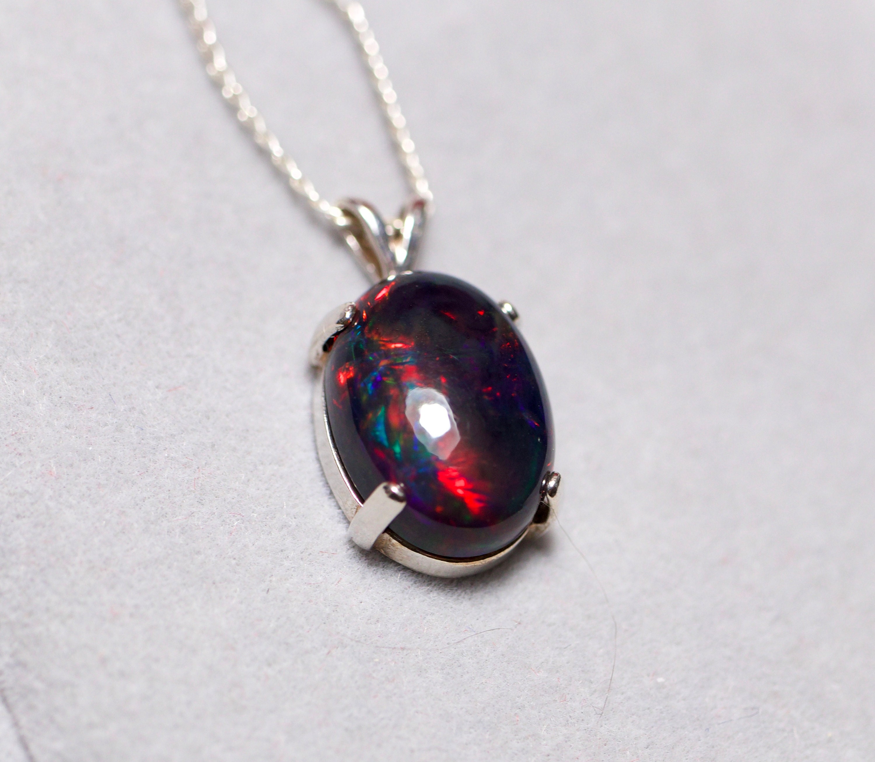 Large opal pendant, genuine fire opal, black opal necklace, graduation ...