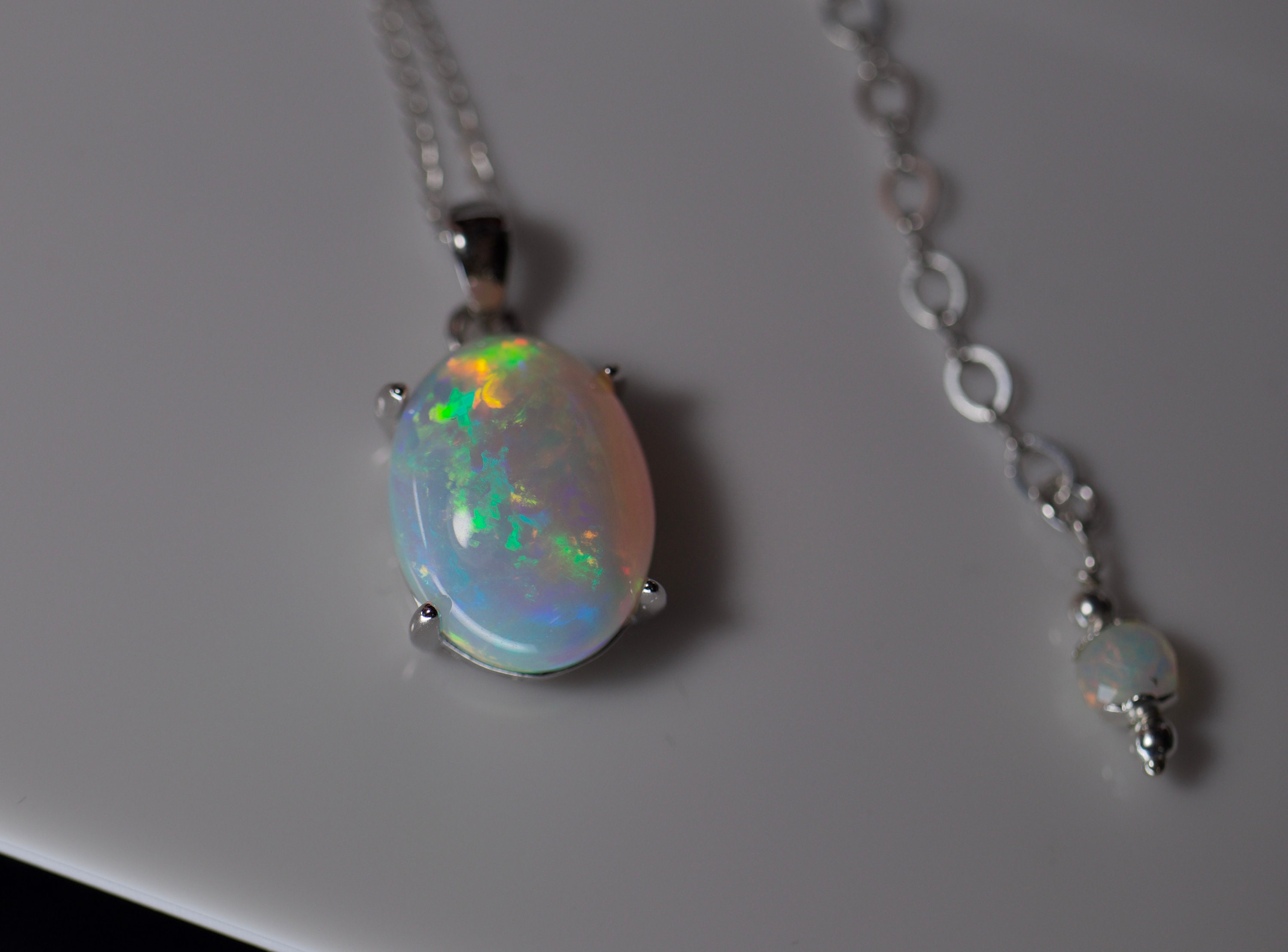 Large opal pendant, fire opal necklace, white opal, silver opal pendant ...