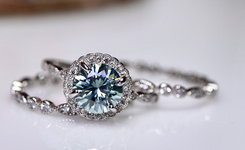 2 Ct Pink Round Moissanite Halo Engagement Wedding Halo Ring 925 Sterling Silver