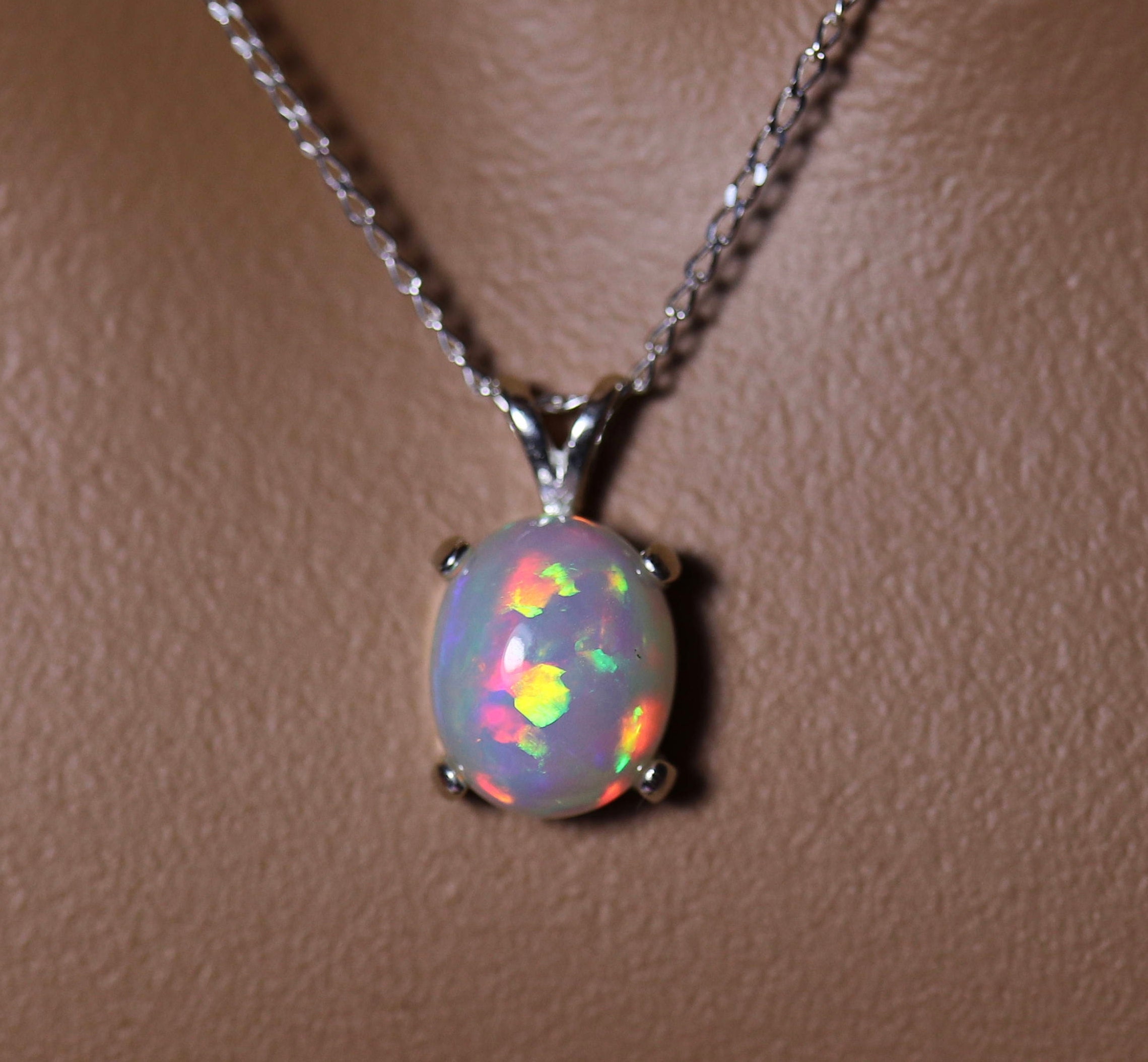 RARE quality grade large natural opal pendant, AAAA rainbow glowing ...