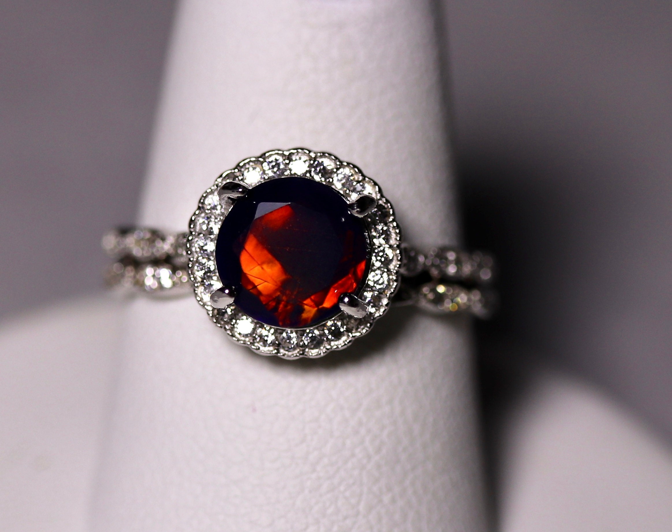 Black opal ring, black opal wedding, opal bridal set