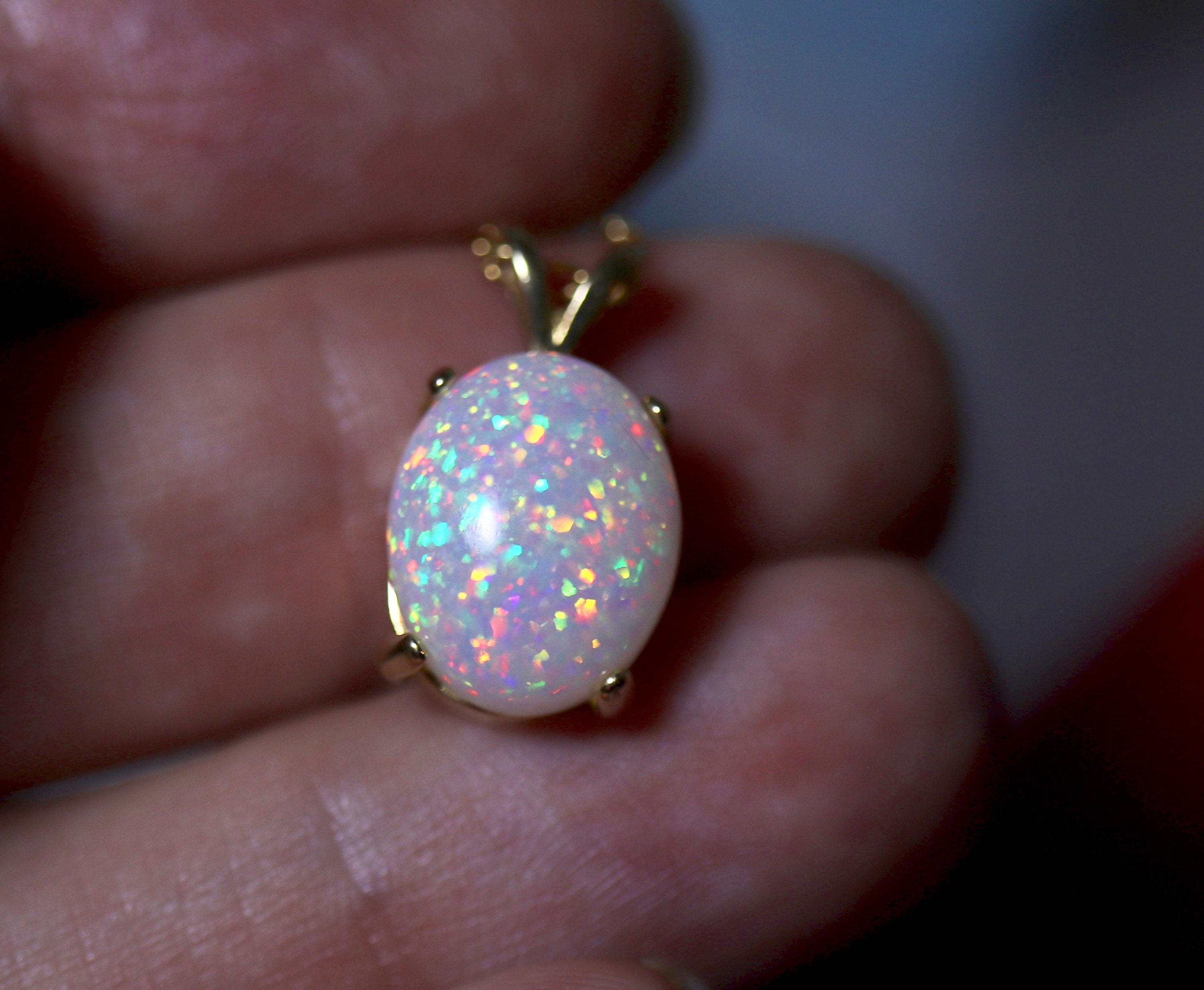 Rare white opal, pin fire opal, fire opal necklace, pendant necklace ...