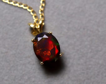 Best black opal, black opal necklace, black fire opal, opal pendant, rare quality black opal, natural fire opal, red fire black opal