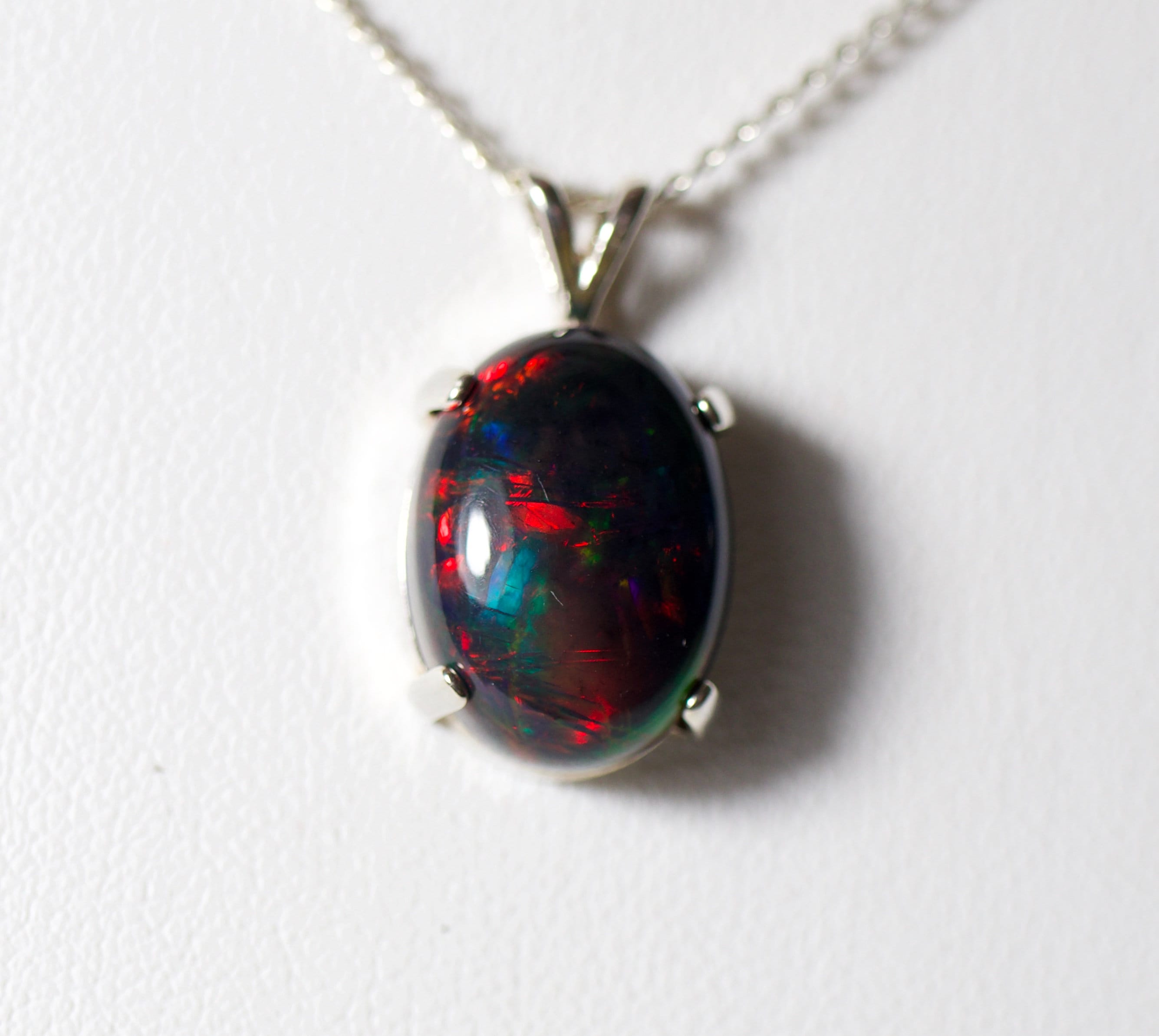 Large opal pendant, genuine fire opal, black opal necklace, graduation ...