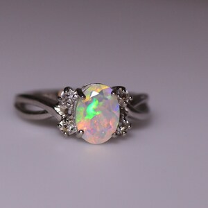 Natural Opal Ring, Fire Opal Ring, Opal Engagement Ring, Rainbow Opal ...