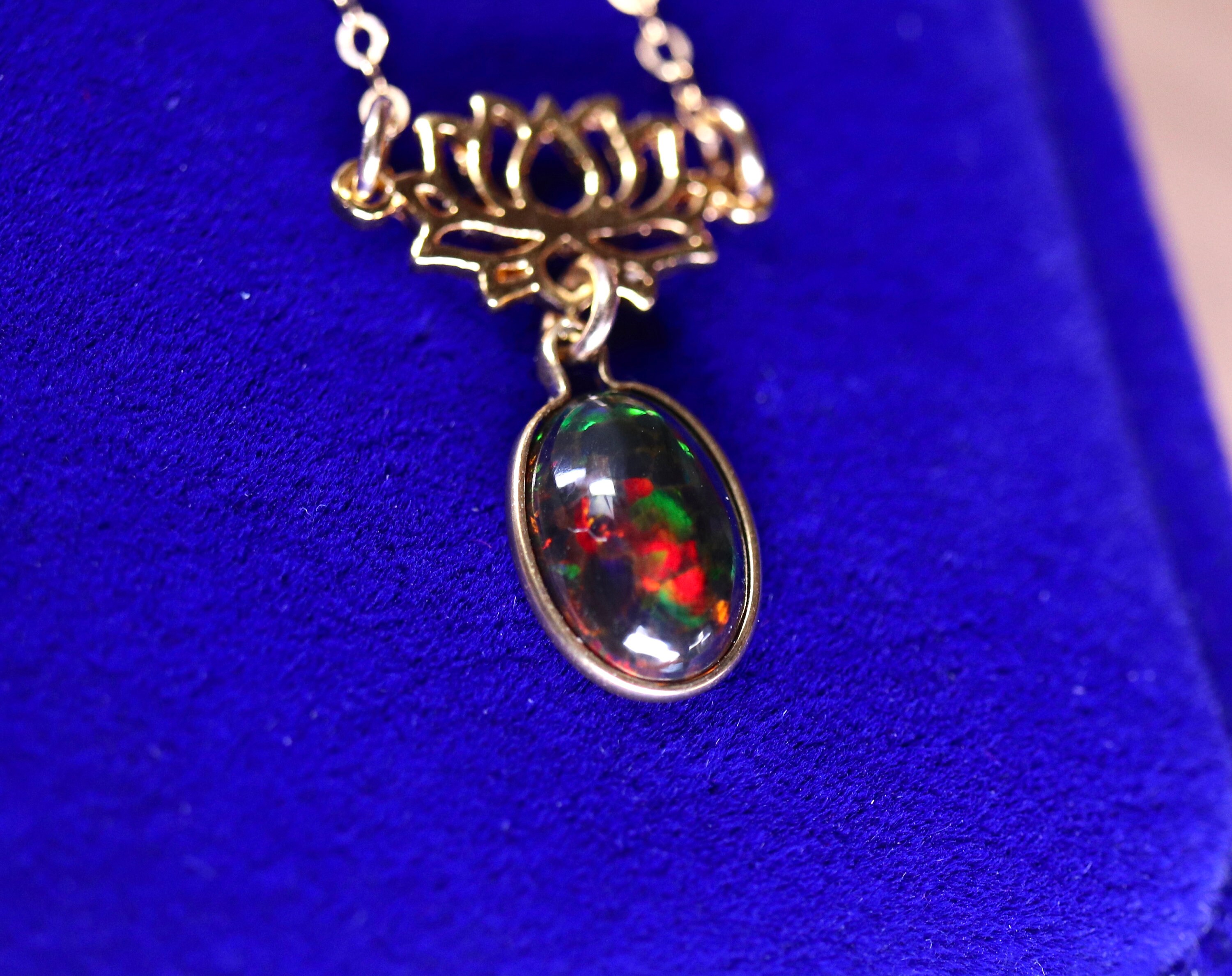 Unique opal necklace, natural black opal, fire opal pendant, yoga