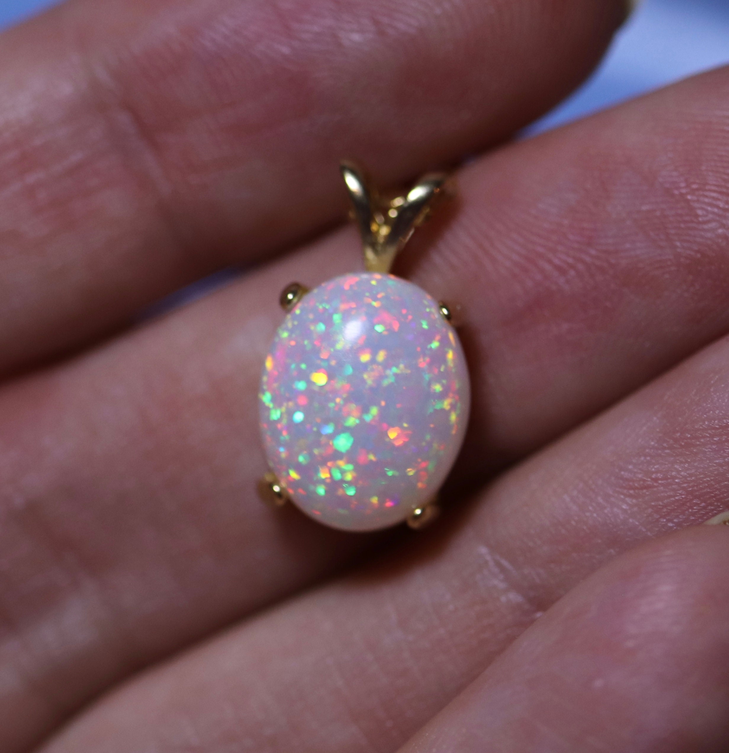 Rare white opal, pin fire opal, fire opal necklace, pendant necklace ...