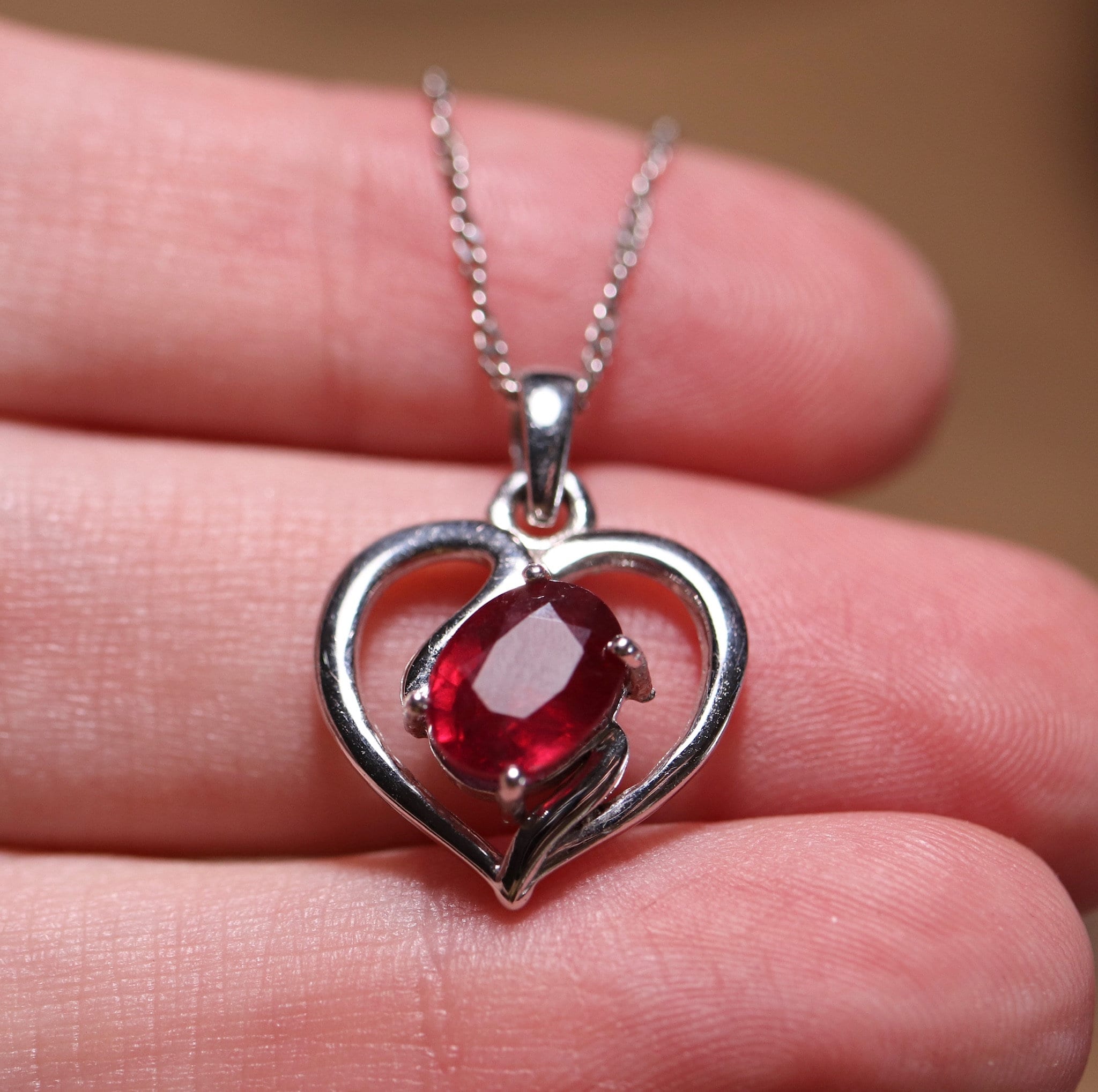 Genuine ruby pendant, Heart-shaped ruby, one of a kind design, romantic