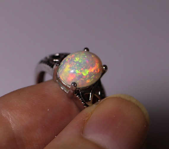 Opal ring natural opal ring fire opal ring opal jewelry | Etsy