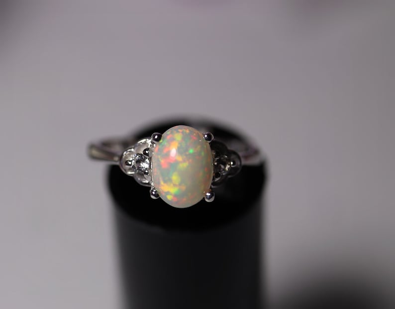 White opal ring fire opal ring opal 