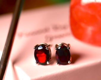 Silver Opal studs, dainty Opal earrings, black opal studs, genuine opal earrings in Sterling Silver or solid 14k gold/ red gemstone studs