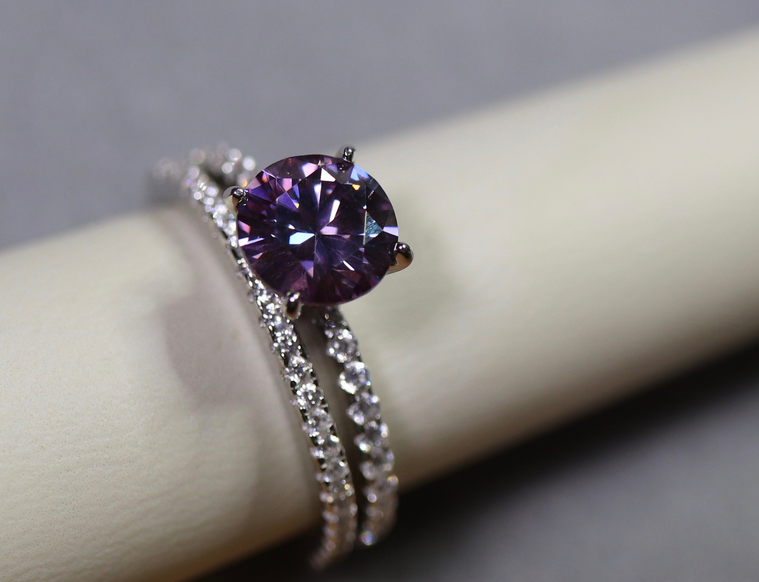 Engagement ring set moissanite ring half eternity band 1ct