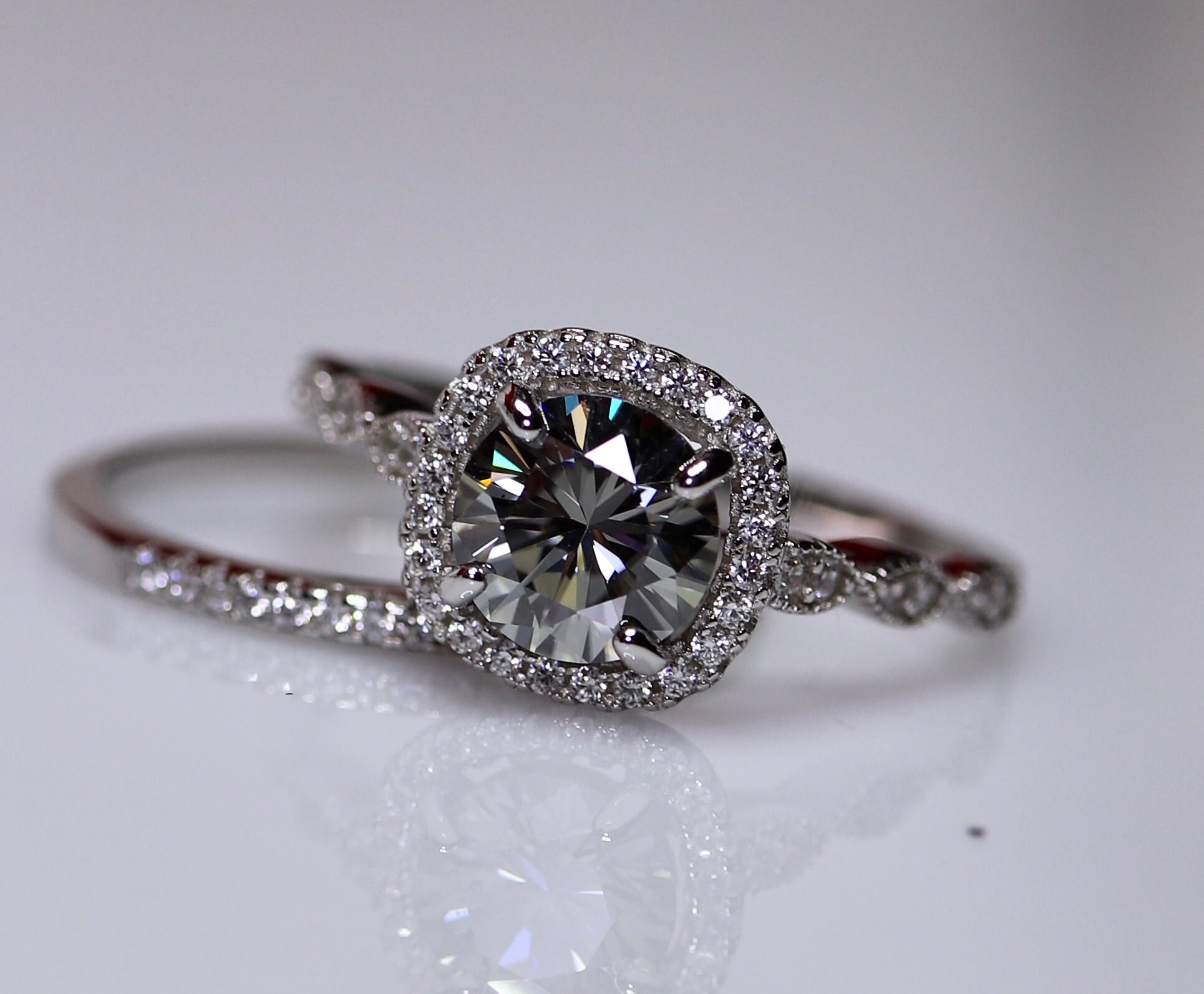 Gray moissanite, moissanite jewelry, bridal ring, wedding jewelry