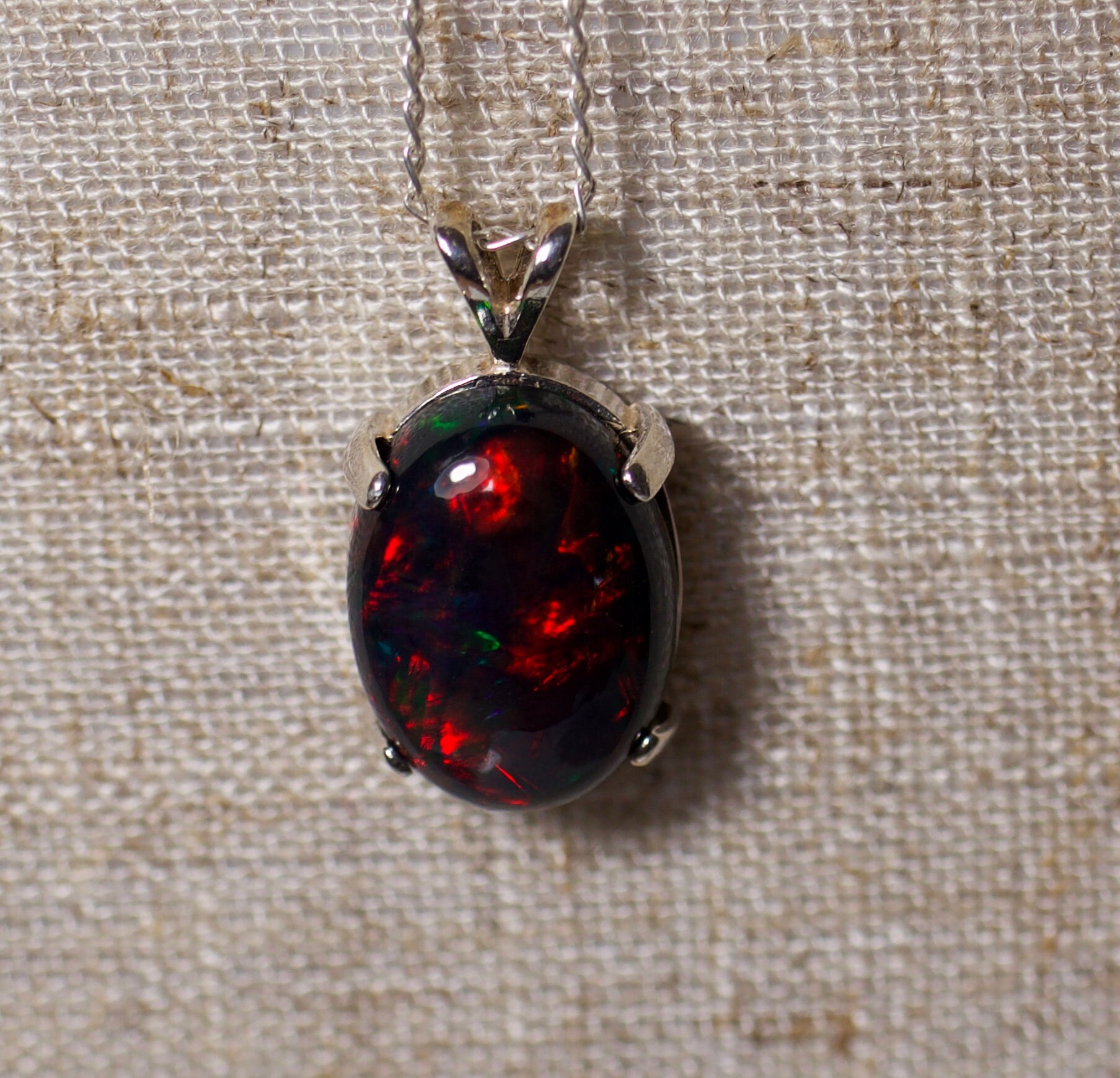 Large opal pendant, genuine fire opal, black opal necklace, graduation gift, Mother’s Day gift