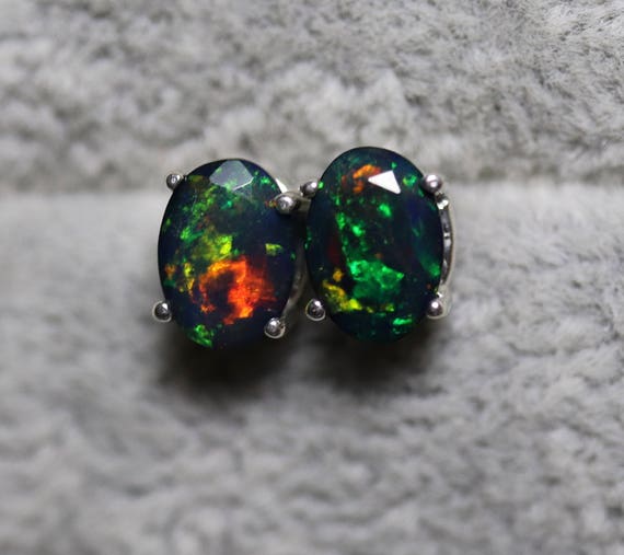 black opal stud earrings