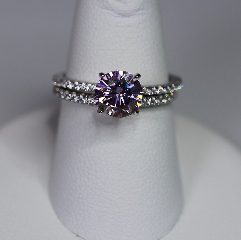 Purple Moissanite Moissanite Wedding Ring for Her Bridal Etsy