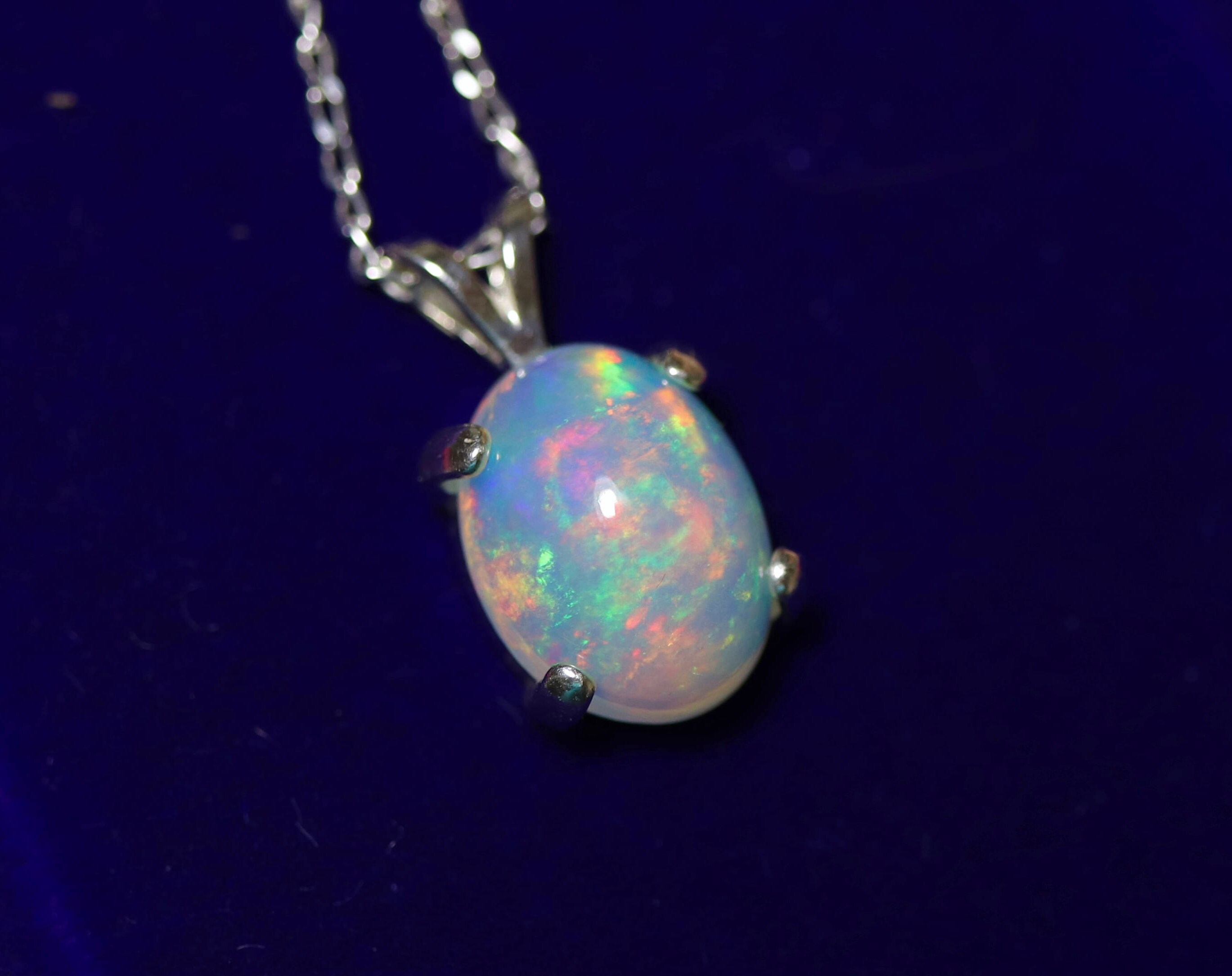 Rainbow opal pendant, fire opal necklace, silver opal jewelry, rainbow ...