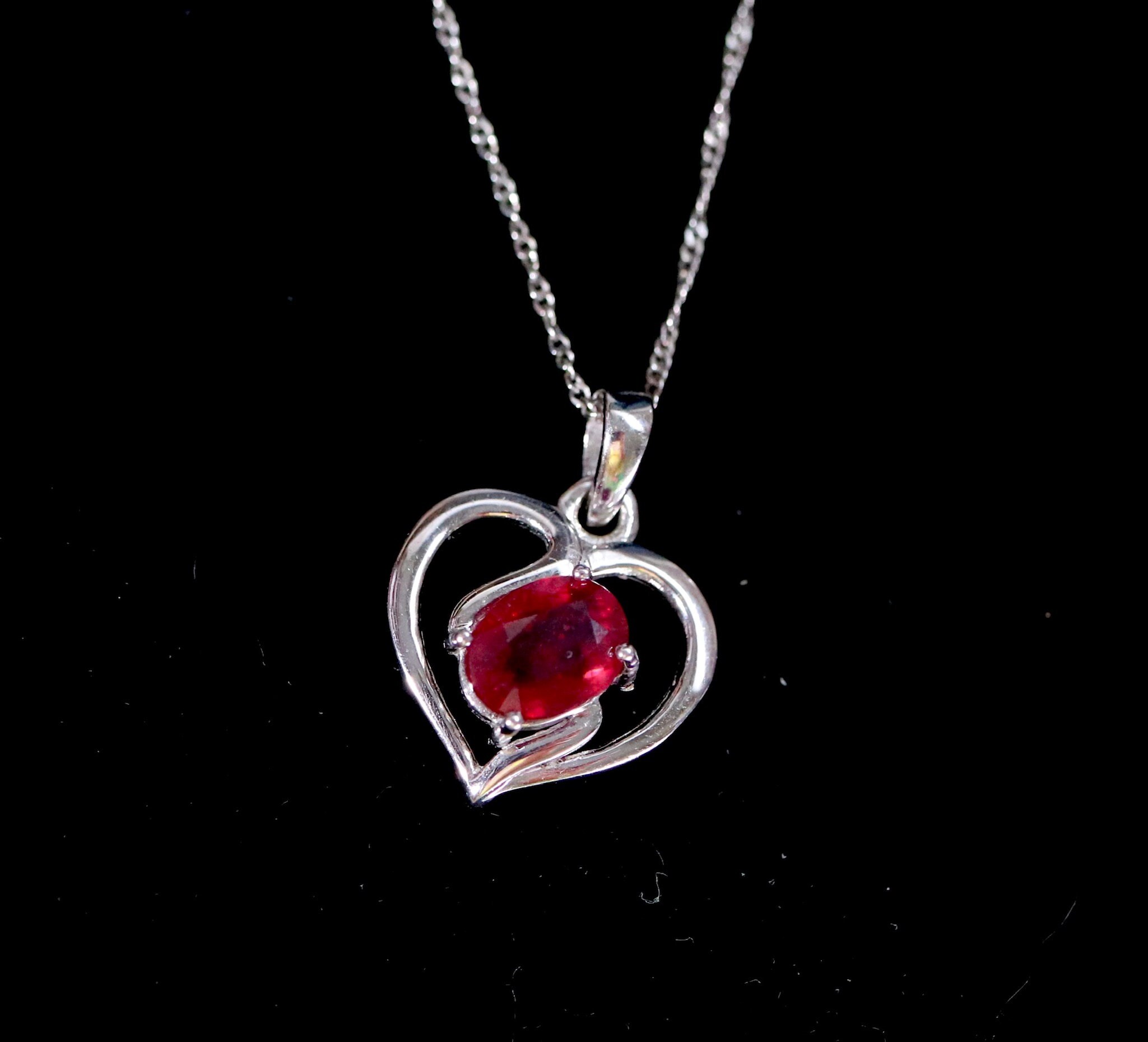 Genuine ruby pendant, Heart-shaped ruby, one of a kind design, romantic