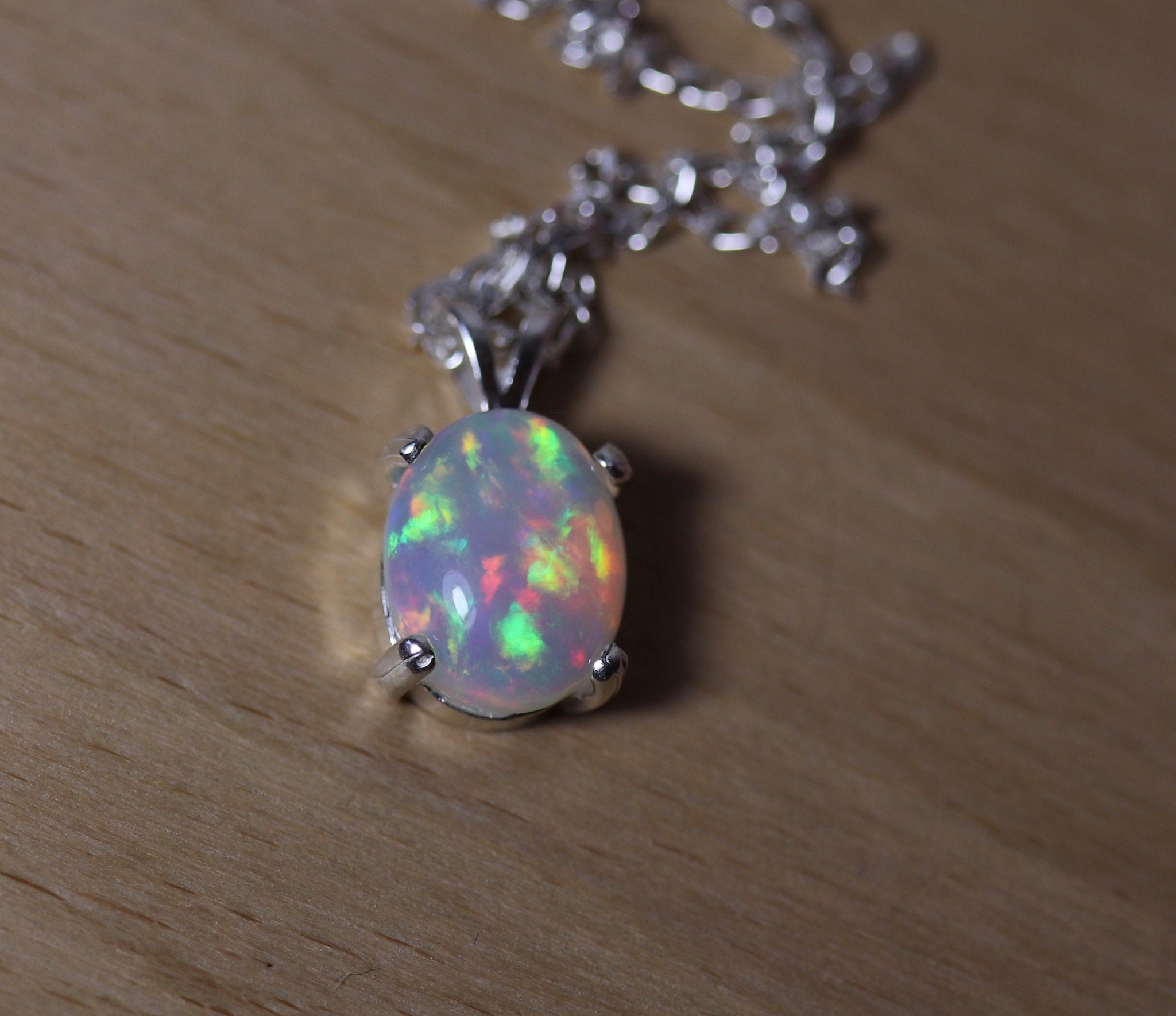 Fire opal pendant, natural opal, opal necklace, silver necklace ...