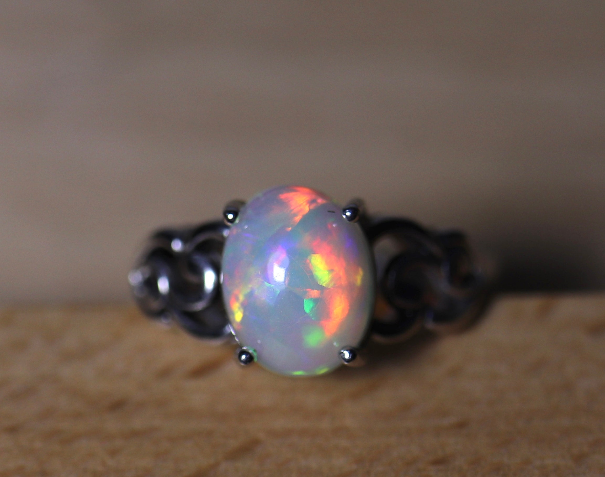 Genuine fire store opal ring