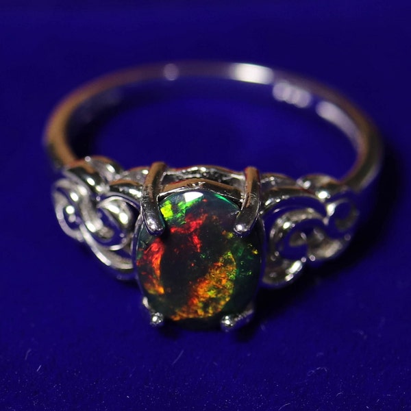 Black Opal Ring - Etsy