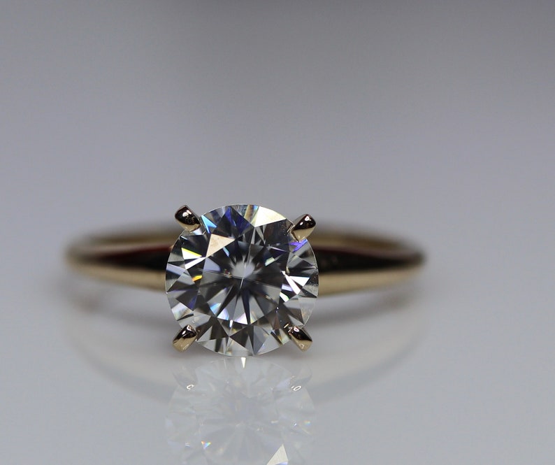 Gray moissanite ring rings for women bridal sets 14K gold | Etsy