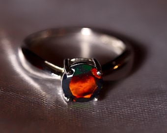 Natural black opal, black opal ring, classic silver ring, opal promise ring, opal solitaire, wedding opal ring, gift for her, opal rings