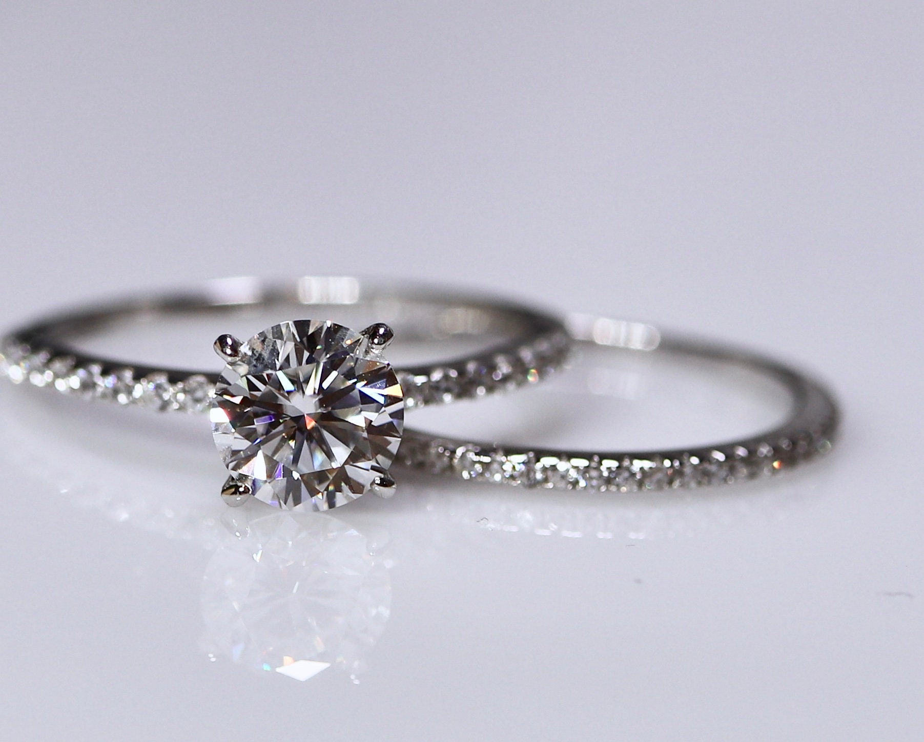 White Moissanite 925 Sterling Silver Classic Engagement Moissanite