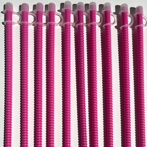 ALINK 12PCS Reusable Clear Pink Glitter Straws, 11 Long Hard Plastic  Tumbler Drinking Straws with Cleaning Brush