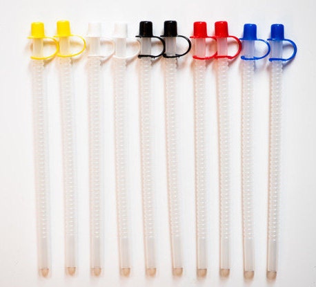 11 Inch Long Flexible Pink Reusable Straws with White Straw Caps