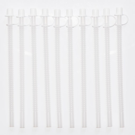 9 Inch Long Flexible Reusable Straws with White Straw Caps Free Shipping Set of 10