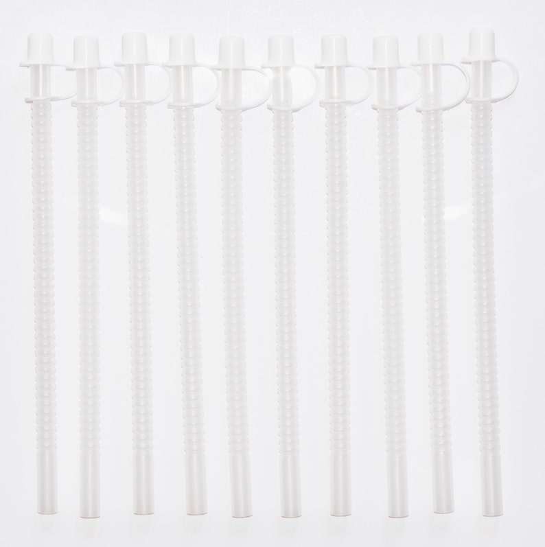 9 Inch Long Flexible Reusable Straws with White Straw Caps Free Shipping Set of 10