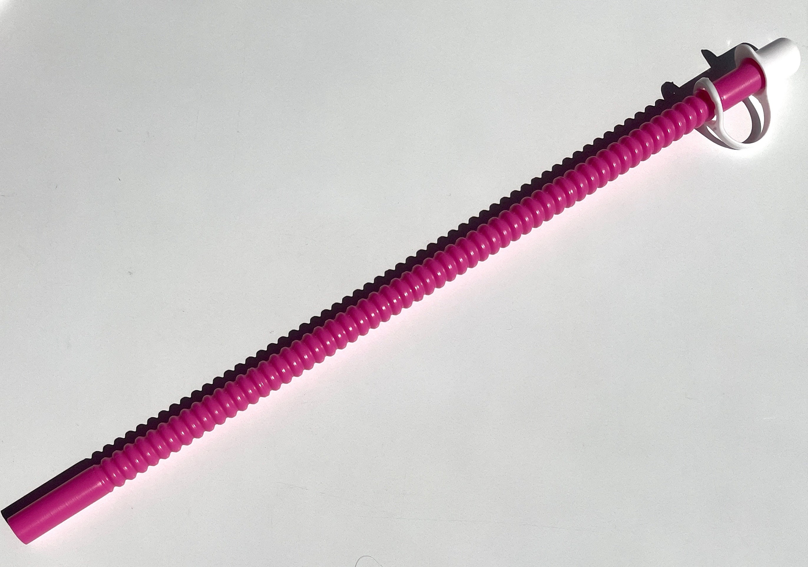 11 Inch Long Flexible Pink Reusable Straws with White Straw Caps