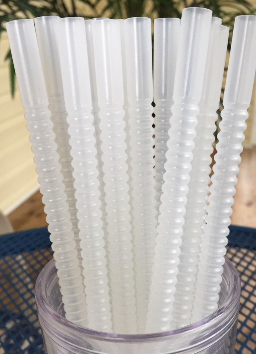 200 Clear 11 inch long 3/8 inch diameter flexible reusable plastic straws  that fit our straw caps - Free Shipping