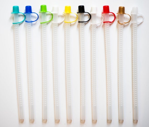9 Inch Long Flexible Reusable Straws with White Straw Caps Free Shipping Set of 10