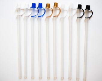 9 Inch Long Smooth Reusable Straws with Assortment E Straw Caps - Set of 10 - Free Shipping