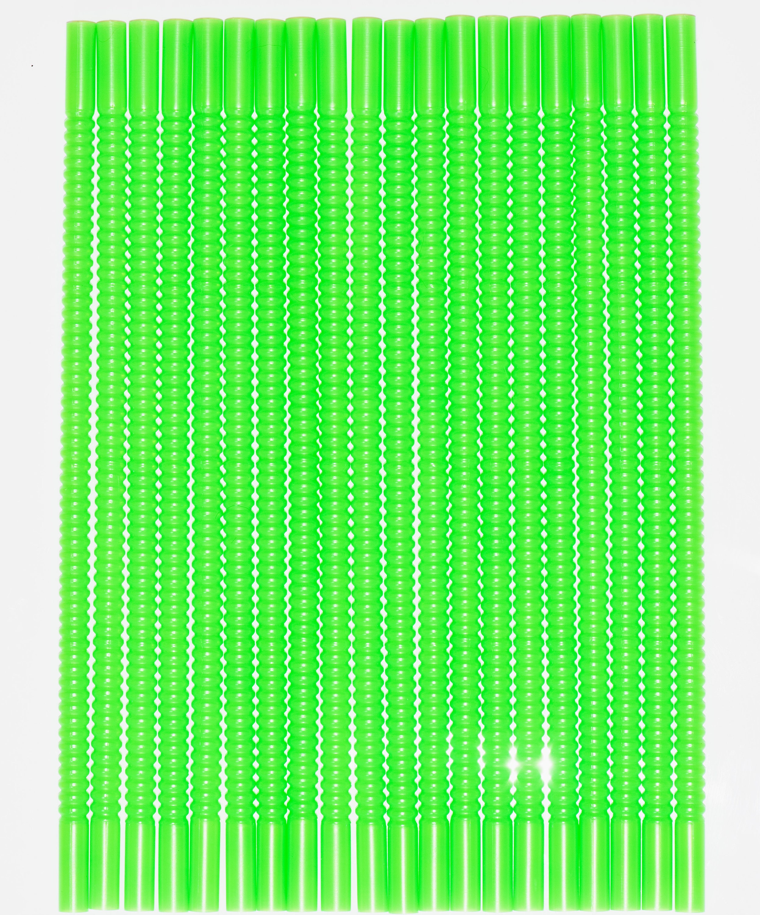 Green 11 inch long 3/8 inch diameter flexible reusable plastic straws that  fit our straw caps - Set of 20 - Free Shipping