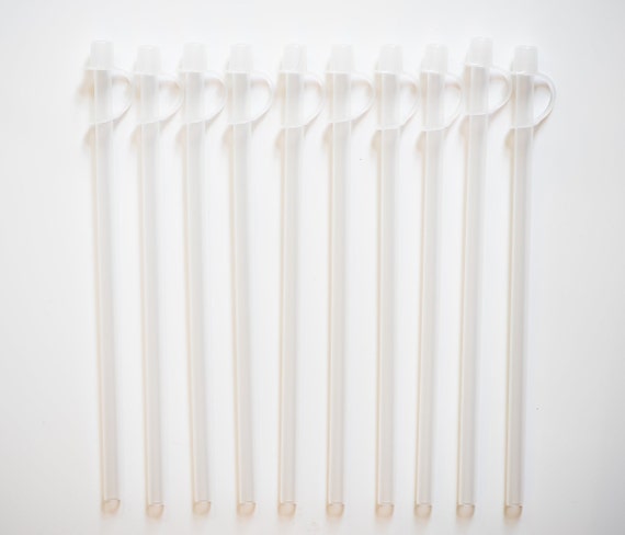 200 Clear 9 inch long 3/8 inch diameter flexible reusable plastic straws  that fit our straw Caps - Free Shipping