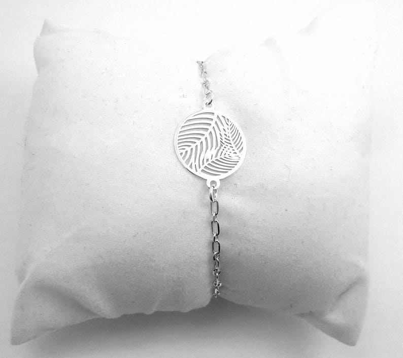Bracelet chaîne minimaliste en argent 925 feuilles de palmier image 5