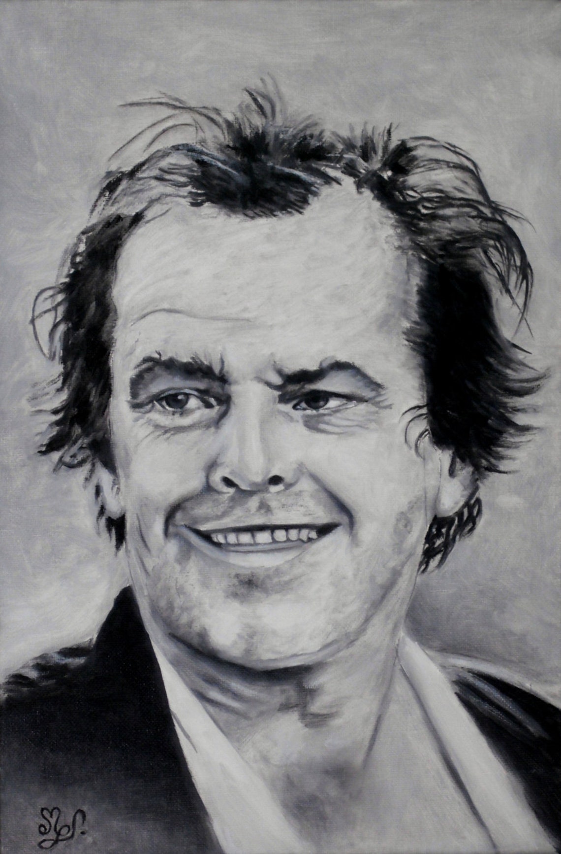 Portrait of Jack Nicholson Original Oil Painting in Black and Etsy