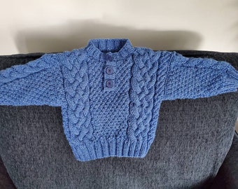 Blue fisherman knit sweater