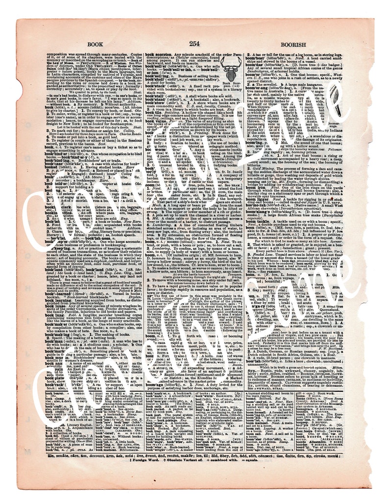 Vintage Dictionary Pages Featuring Definition of the Word Book Etsy