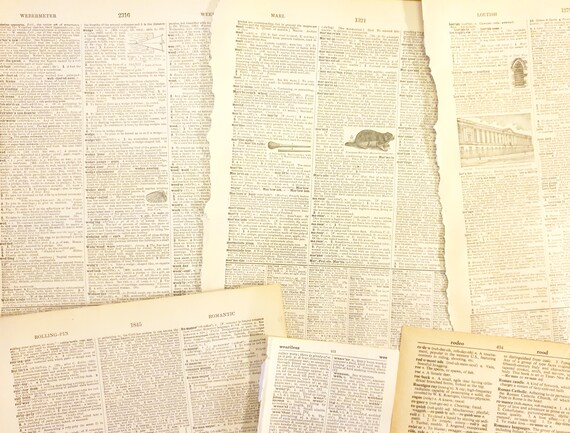 Vintage Dictionary Pages DIGITAL DOWNLOAD Printable Featuring | Etsy