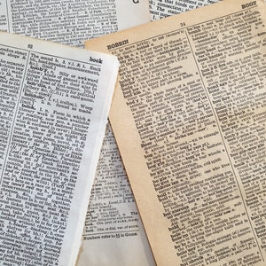 pages de dictionnaire vintage avec définition du mot livre TÉLÉCHARGEMENT NUMÉRIQUE imprimable instantané pour l’artisanat d’art lecture journal carte de collage