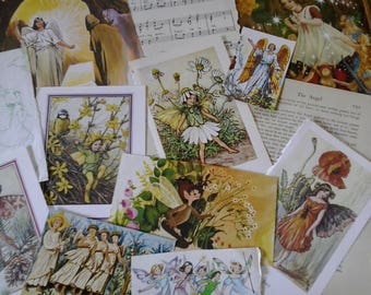 Vintage paper angels & fairies faeries illustrations images pictures theme text for art craft collage journal card making scrapbooks