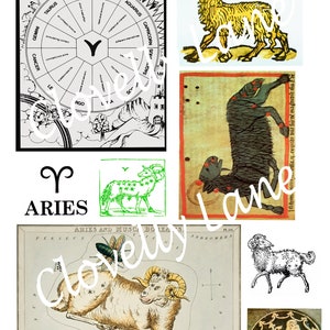 Astrologie Ram Sterrenbeeld vintage horoscoop beelden instant DIGITALE DOWNLOAD afdrukbare hemel voor kunst ambacht tijdschrift ephemera kaarten