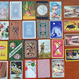 Vintage retro playing cards bulk lot 24 singles for swap trading art craft mixed media journals collage scrapbooks card making artist ATC