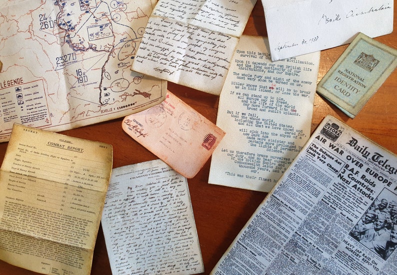 1/6 Scale WWII Era Miniature Military War Documents Map Letters ...