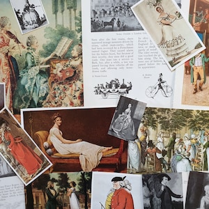 Vintage Papier Georgische Regency Thema 1700 bis 1830er Revolutionär Ära Bilder Text für Kunst Handwerk Collage Journal Karten Geschichte Projekte