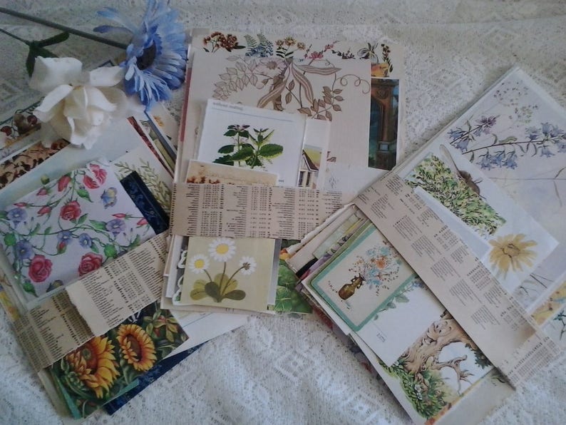 Vintage paper flowers floral flora plant botanical images pictures illustrations for art craft decoupage journals cards collage scrapbooks image 1